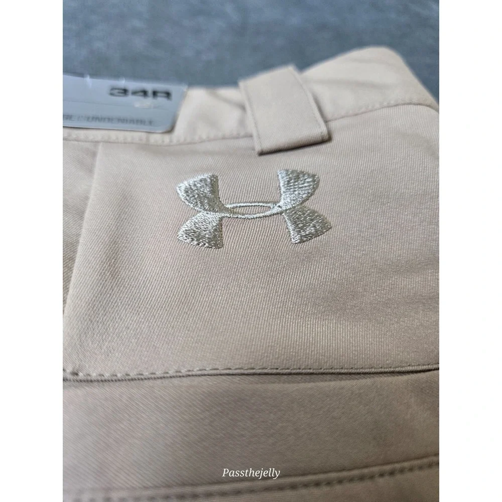 Under Armour Pants Mens 34 x‎ 32 Khaki University of Utah Performance Golf Chino